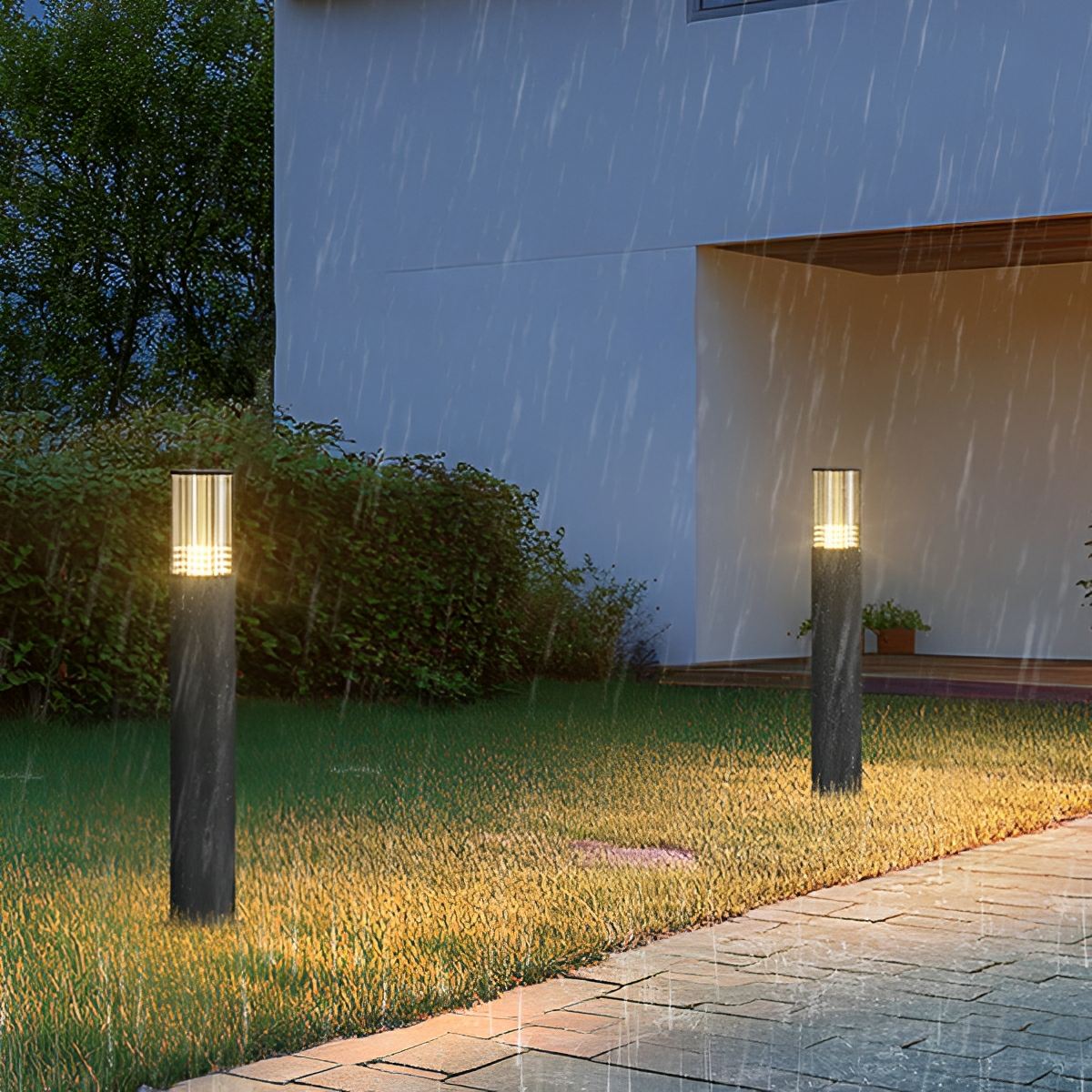 Lampa Ogrodowa Słupkowa Nowoczesna z Ryflowanym Kloszem na Zewnątrz