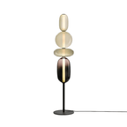 Lampa Podłogowa Art Deco ze Szklanymi Kloszami w Kształcie Kamieni