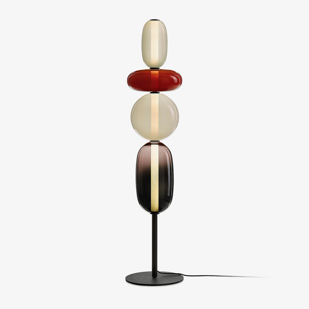 Lampa Podłogowa Art Deco ze Szklanymi Kloszami w Kształcie Kamieni