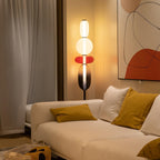 Lampa Podłogowa Art Deco ze Szklanymi Kloszami w Kształcie Kamieni