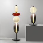 Lampa Podłogowa Art Deco ze Szklanymi Kloszami w Kształcie Kamieni