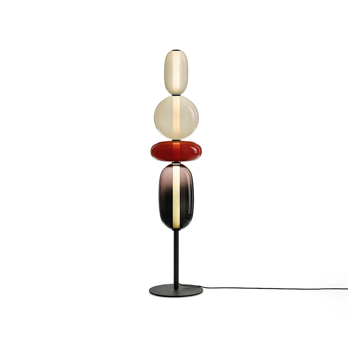 Lampa Podłogowa Art Deco ze Szklanymi Kloszami w Kształcie Kamieni