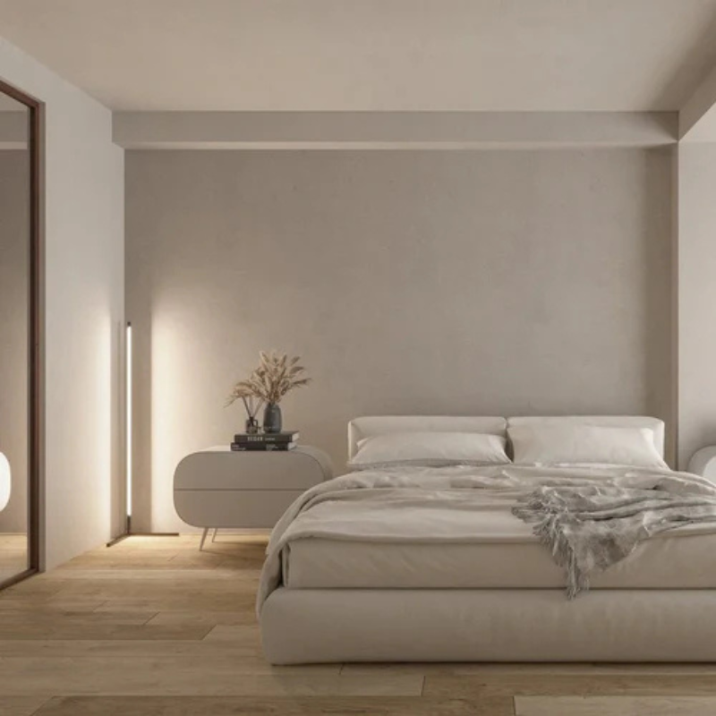 Lampa Podłogowa Minimalistyczna do Narożnika z Pilotem i Ściemniaczem