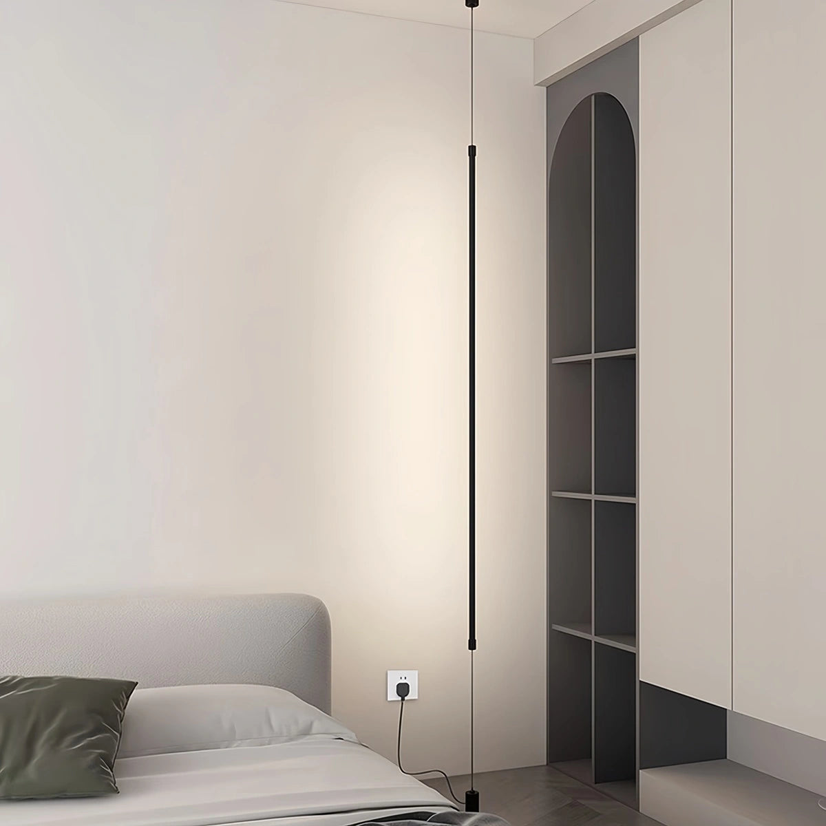 Lampa Podłogowa Minimalistyczna LED od Podłogi do Sufitu z Regulowaną Wysokością
