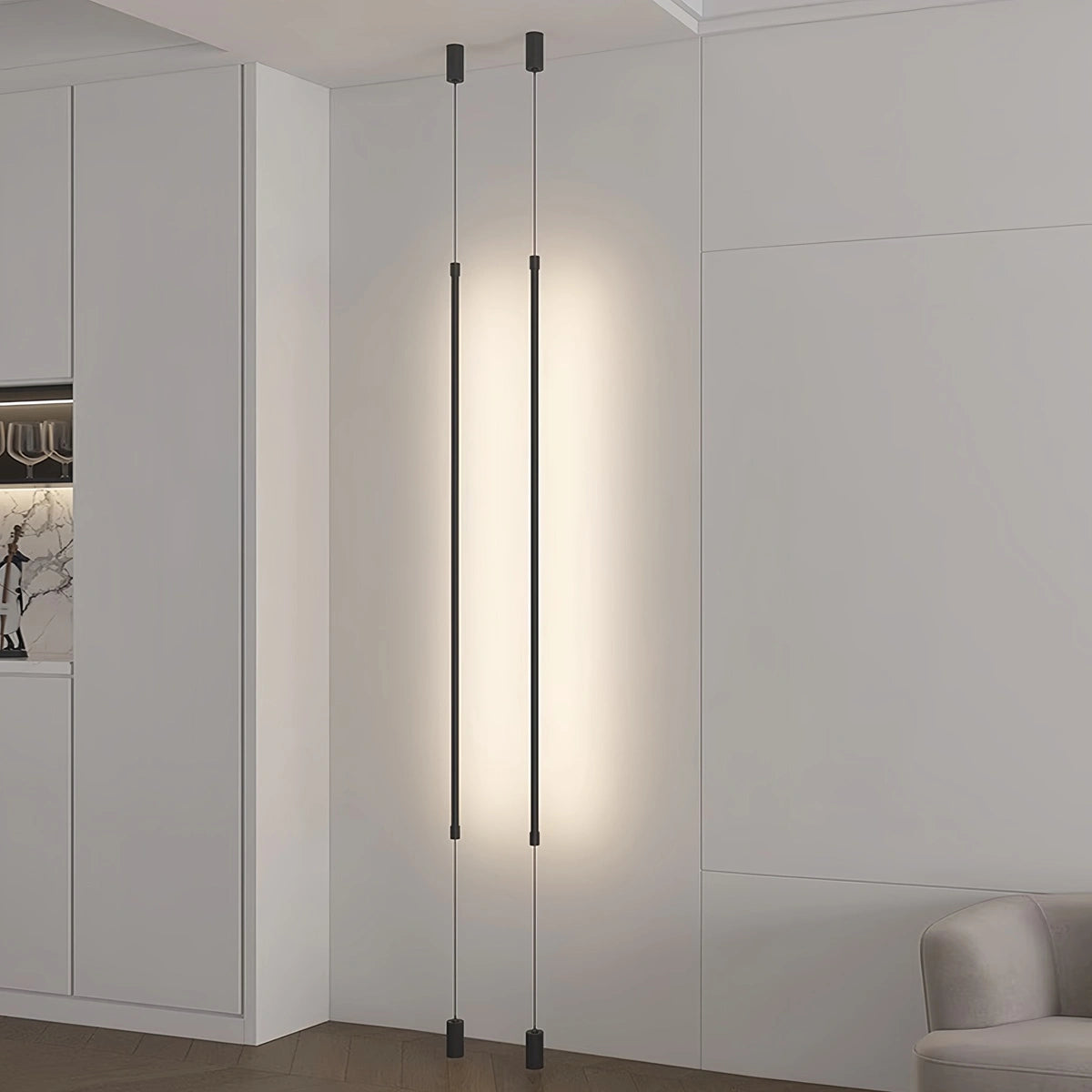 Lampa Podłogowa Minimalistyczna LED od Podłogi do Sufitu z Regulowaną Wysokością