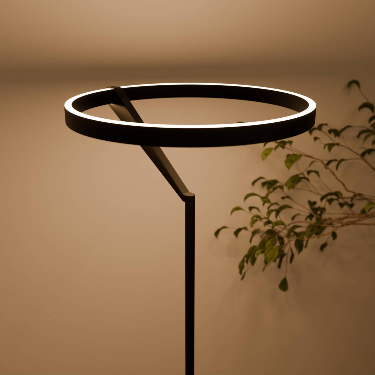 Lampa Podłogowa Modernistyczna z Pierścieniem Świetlnym i Funkcją Ściemniania