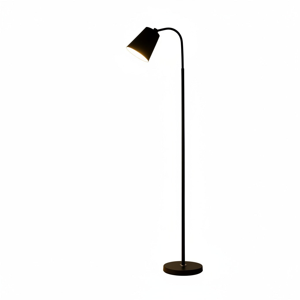 Lampa Podłogowa Skandynawska z Elastyczną Szyją i Okrągłą Podstawą