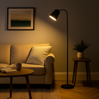 Lampa Podłogowa Skandynawska z Elastyczną Szyją i Okrągłą Podstawą