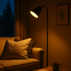 Lampa Podłogowa Skandynawska z Elastyczną Szyją i Okrągłą Podstawą