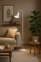 Lampa Podłogowa Skandynawska z Elastyczną Szyją i Okrągłą Podstawą