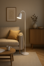 Lampa Podłogowa Skandynawska z Elastyczną Szyją i Okrągłą Podstawą