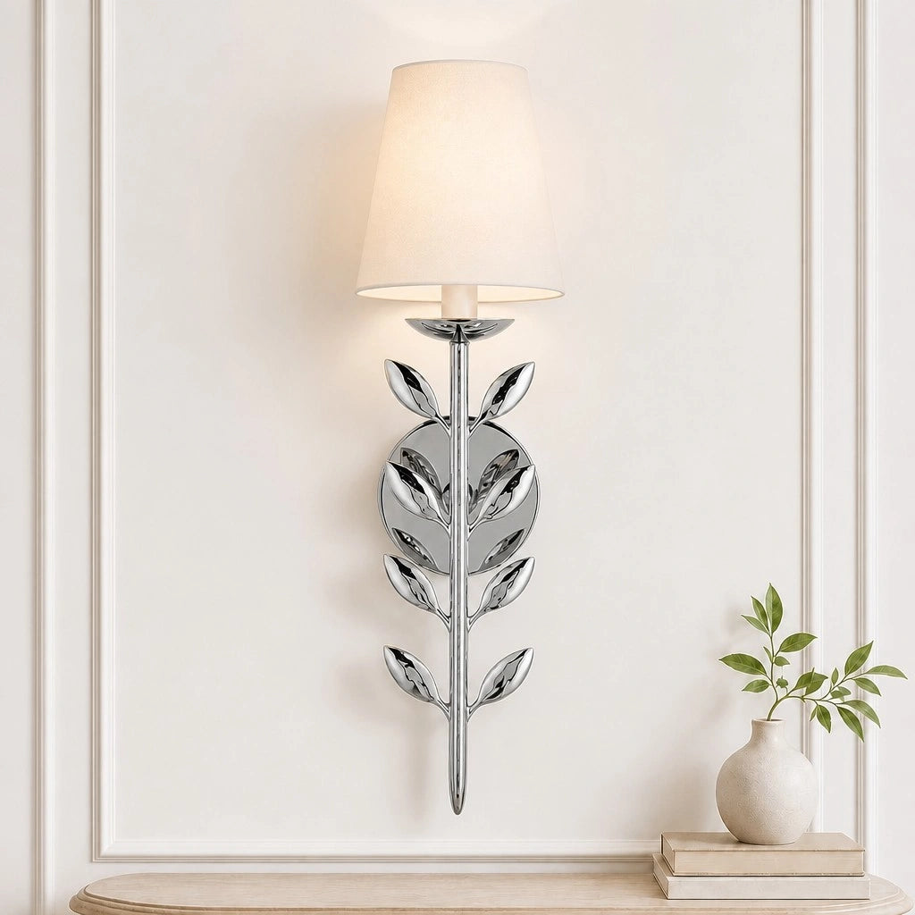 Lampa Ścienna Boho z Motywem Liści i Abażurem