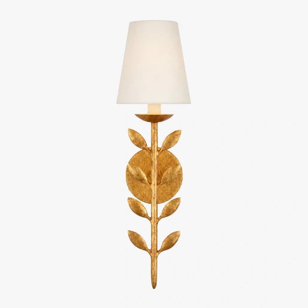 Lampa Ścienna Boho z Motywem Liści i Abażurem