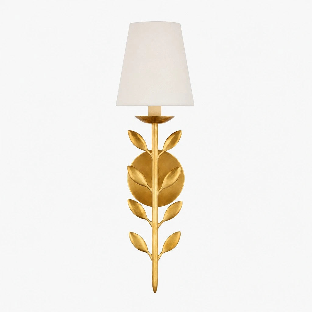Lampa Ścienna Boho z Motywem Liści i Abażurem