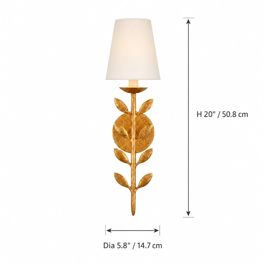 Lampa Ścienna Boho z Motywem Liści i Abażurem