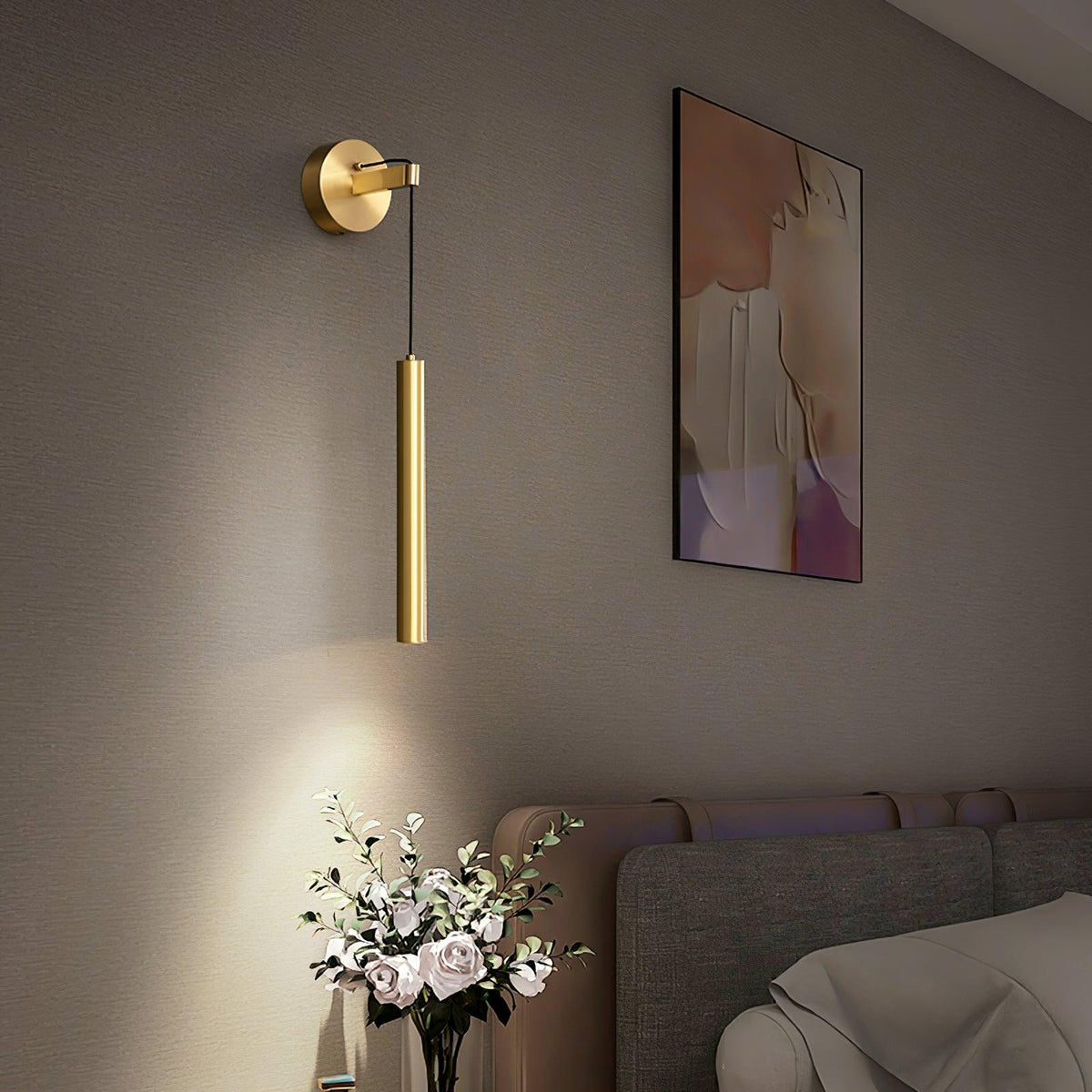Lampa Ścienna Minimalistyczna z Cylindrycznym Kloszem na Kablu ##POS:18##