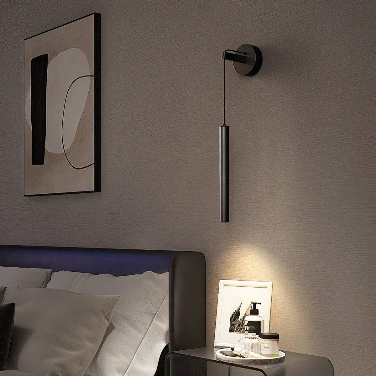 Lampa Ścienna Minimalistyczna z Cylindrycznym Kloszem na Kablu ##POS:21##