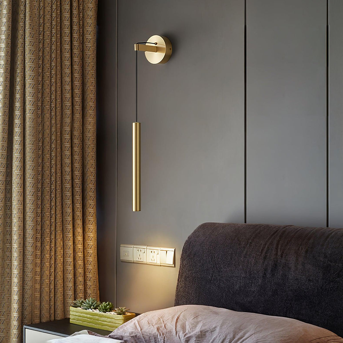 Lampa Ścienna Minimalistyczna z Cylindrycznym Kloszem na Kablu ##POS:5##