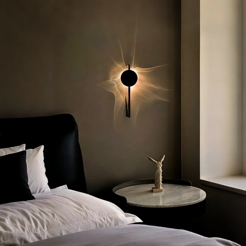 Lampa Ścienna Minimalistyczna z Efektem Falującej Poświaty i Obrotowym Kloszem