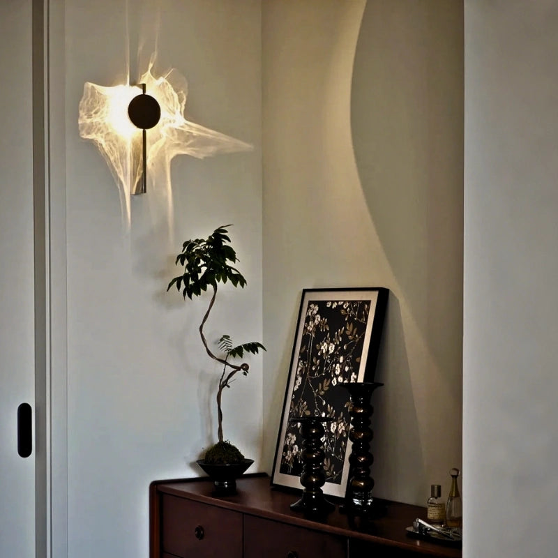 Lampa Ścienna Minimalistyczna z Efektem Falującej Poświaty i Obrotowym Kloszem