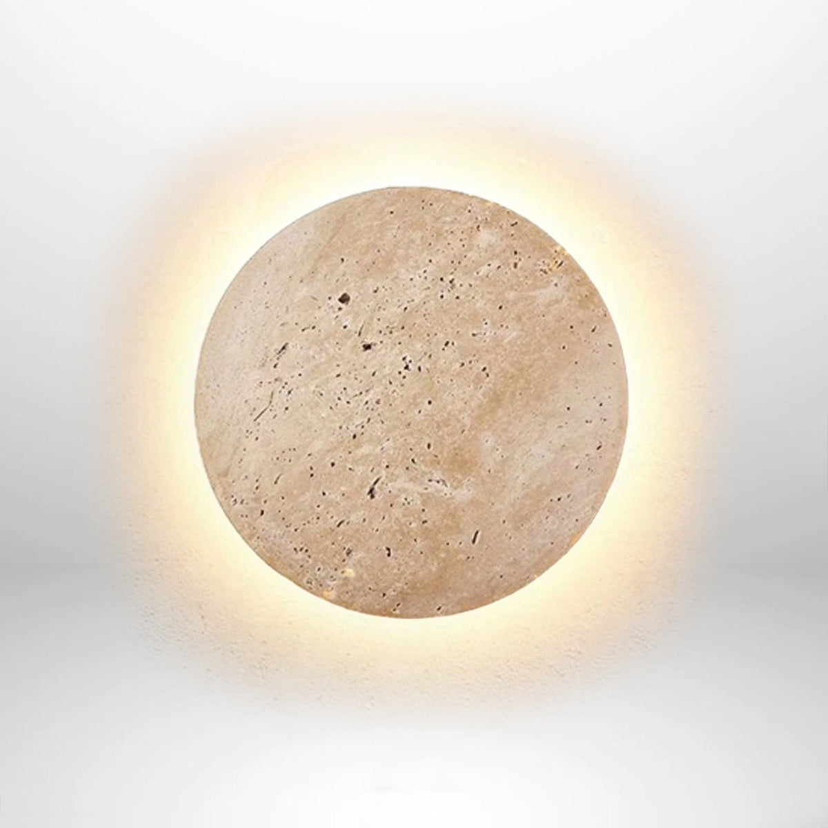 Lampa Ścienna Minimalistyczna z Trawertynu z Podświetleniem Halo