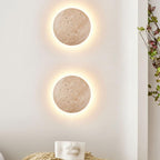 Lampa Ścienna Minimalistyczna z Trawertynu z Podświetleniem Halo