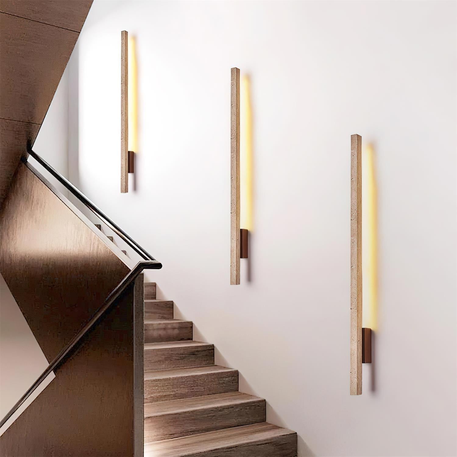 Lampa Ścienna Minimalistyczna z Trawertynu z Wbudowanym Oświetleniem