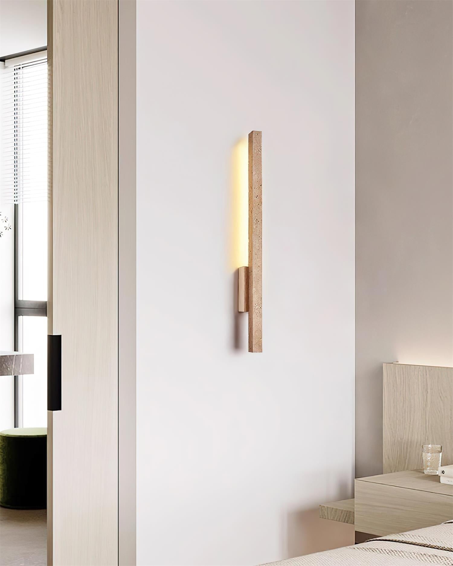 Lampa Ścienna Minimalistyczna z Trawertynu z Wbudowanym Oświetleniem