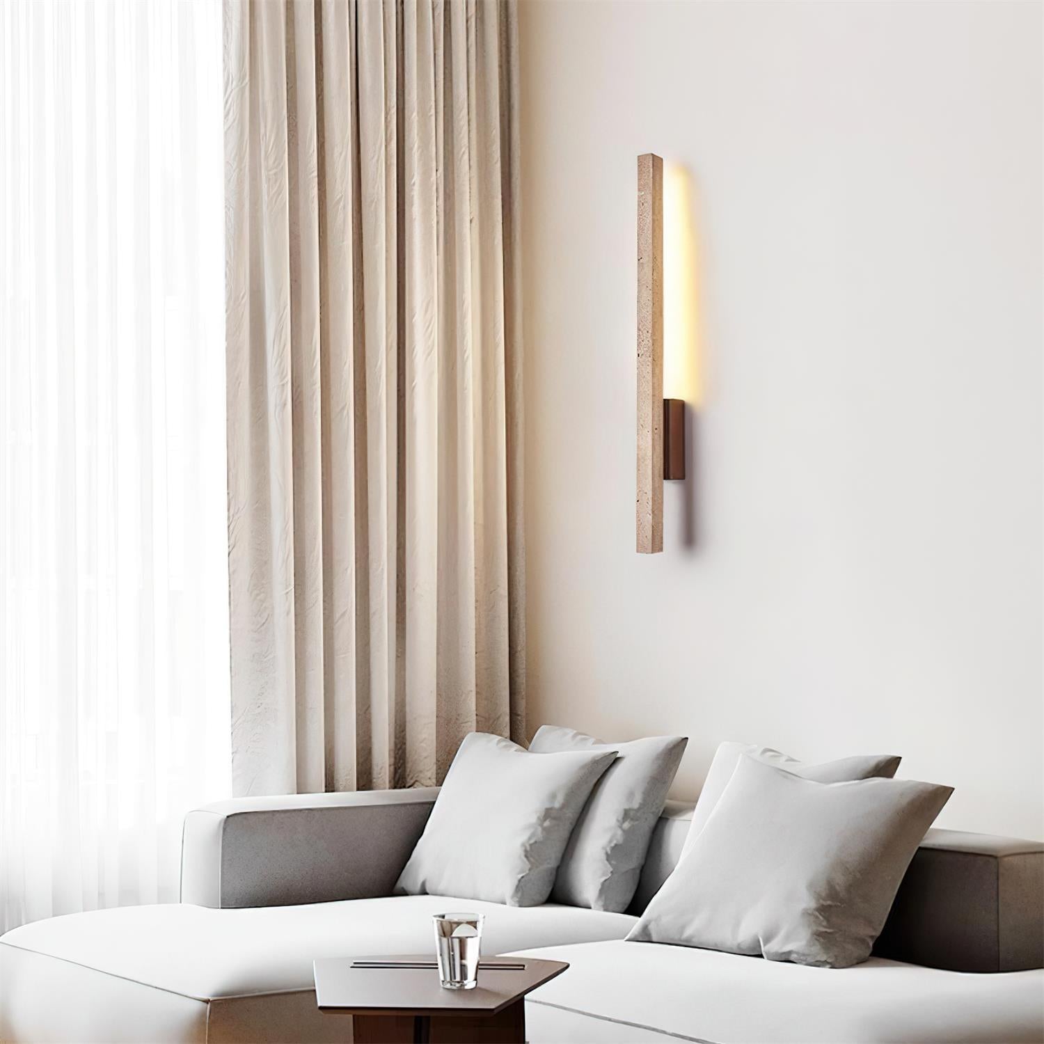 Lampa Ścienna Minimalistyczna z Trawertynu z Wbudowanym Oświetleniem