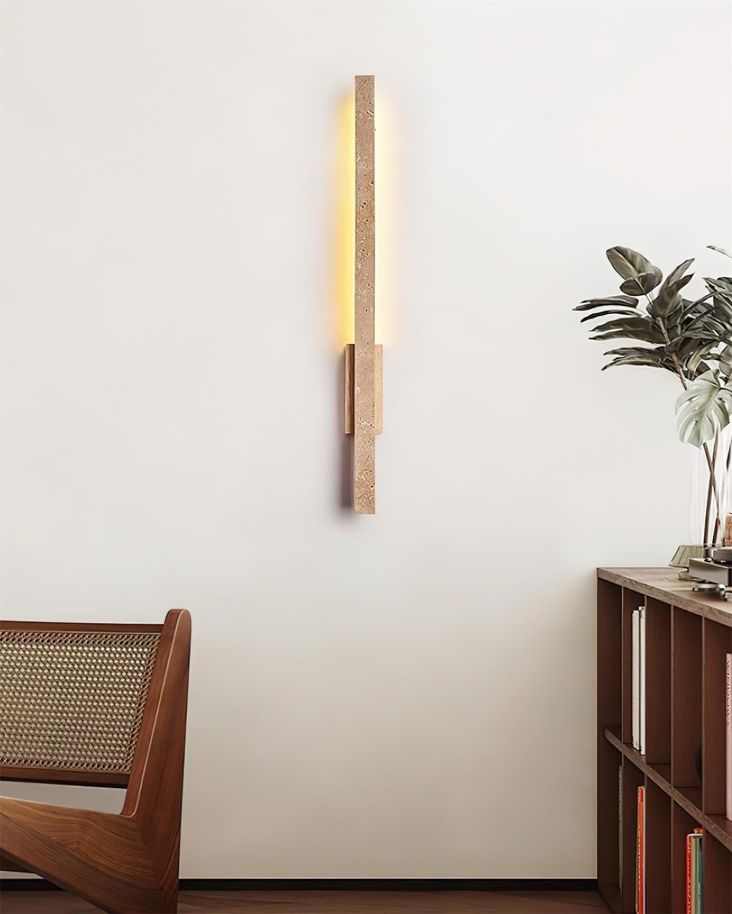 Lampa Ścienna Minimalistyczna z Trawertynu z Wbudowanym Oświetleniem