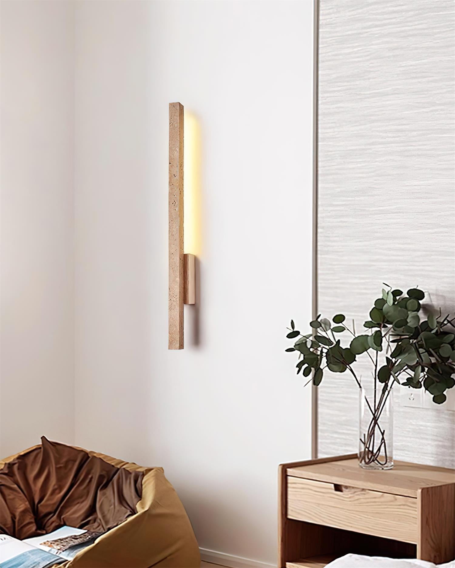 Lampa Ścienna Minimalistyczna z Trawertynu z Wbudowanym Oświetleniem