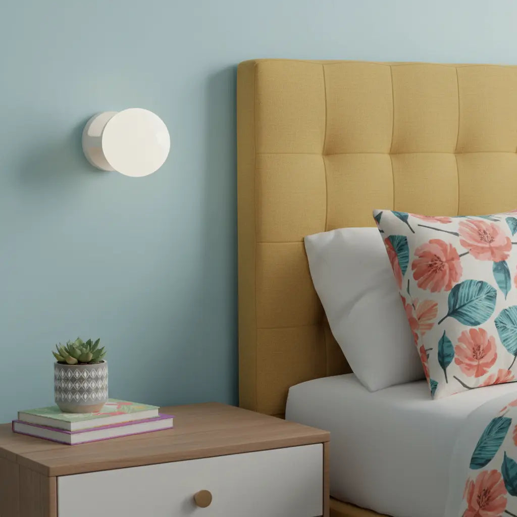 Lampa Ścienna Modern z Kloszem Kulowym i Ceramiczną Podstawą