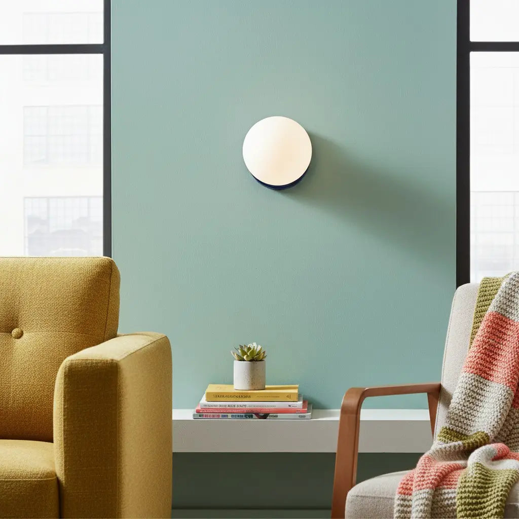 Lampa Ścienna Modern z Kloszem Kulowym i Ceramiczną Podstawą