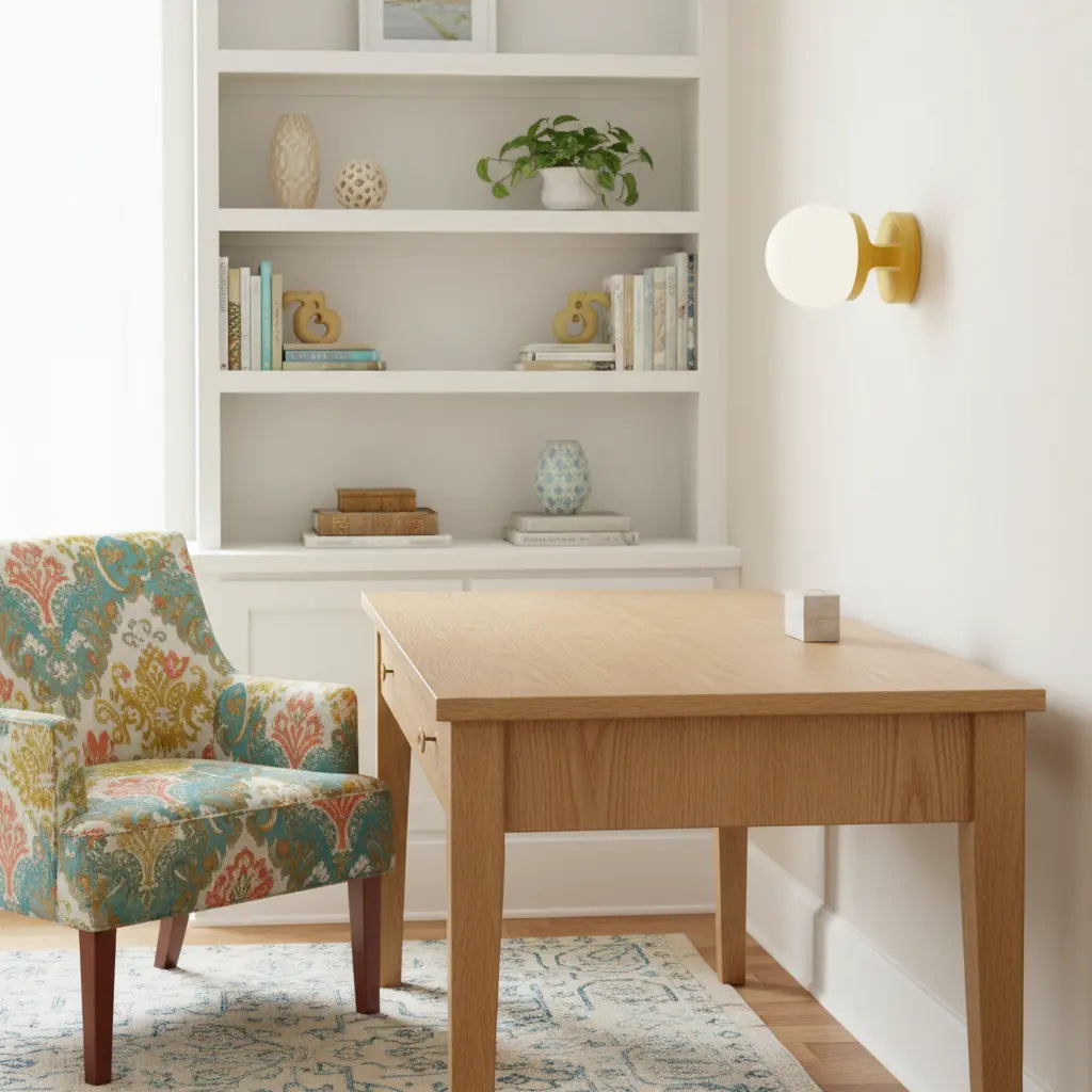 Lampa Ścienna Modern z Kloszem Kulowym i Ceramiczną Podstawą
