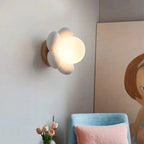 Lampa Ścienna Nowoczesna w Kształcie Kwiatu z Drewnianą Podstawą