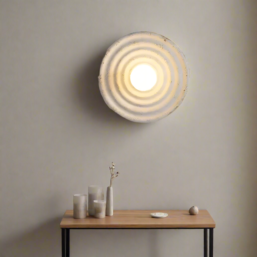 Lampa Ścienna Okrągła Wabi-Sabi Retro z Teksturowaną Obudową