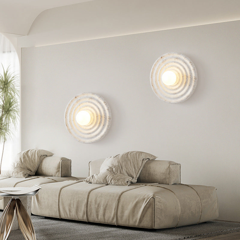 Lampa Ścienna Okrągła Wabi-Sabi Retro z Teksturowaną Obudową