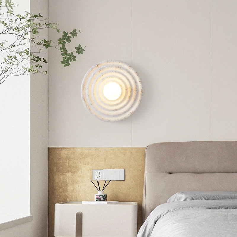 Lampa Ścienna Okrągła Wabi-Sabi Retro z Teksturowaną Obudową