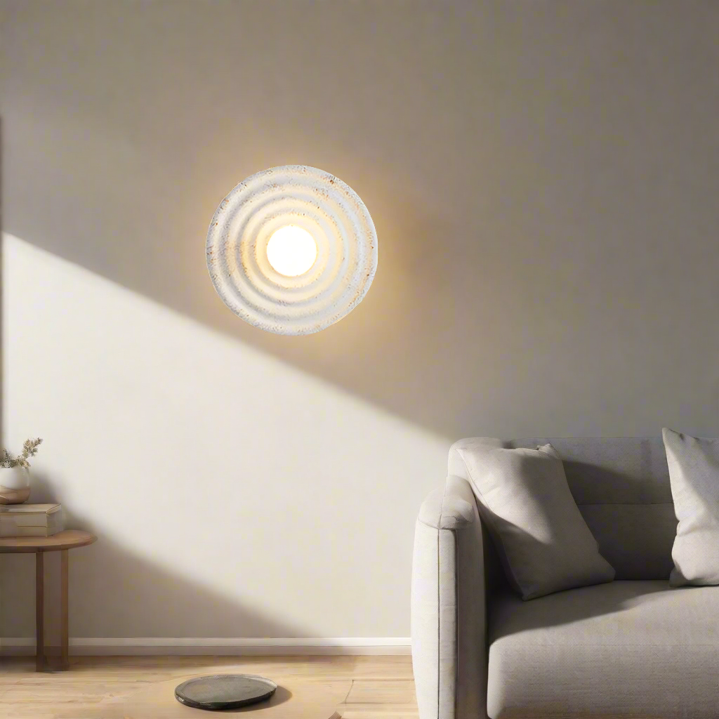 Lampa Ścienna Okrągła Wabi-Sabi Retro z Teksturowaną Obudową