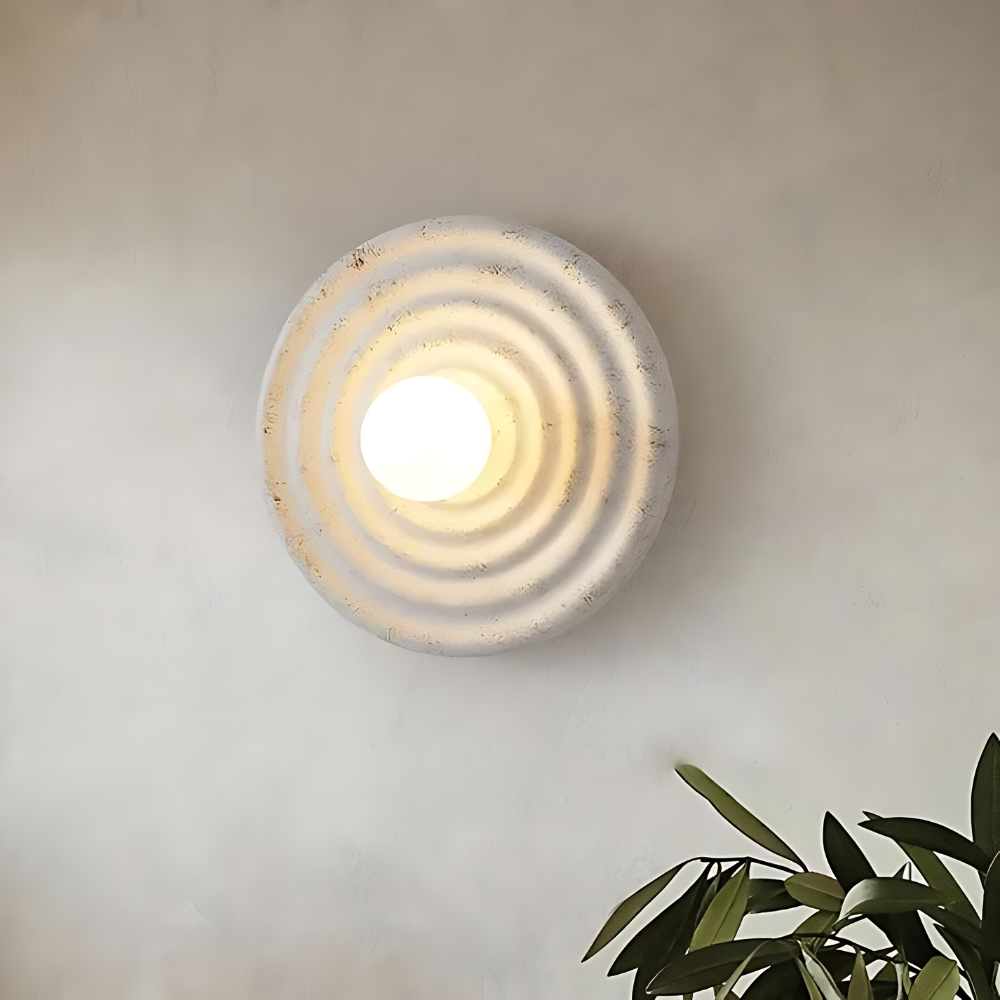 Lampa Ścienna Okrągła Wabi-Sabi Retro z Teksturowaną Obudową