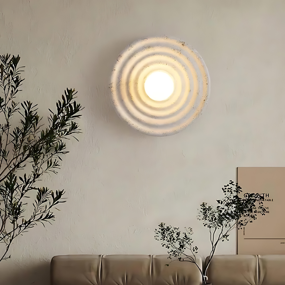 Lampa Ścienna Okrągła Wabi-Sabi Retro z Teksturowaną Obudową