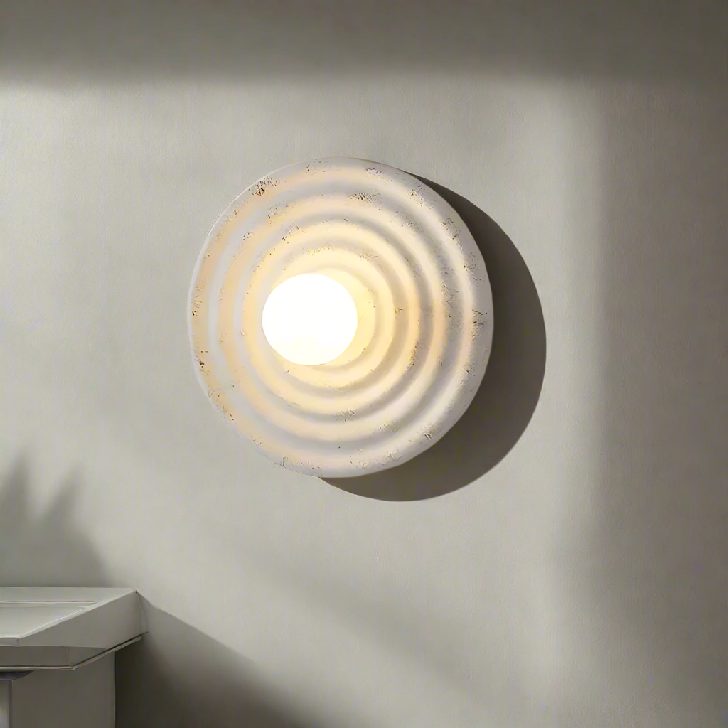 Lampa Ścienna Okrągła Wabi-Sabi Retro z Teksturowaną Obudową