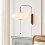 Lampa Ścienna Retro z Abażurem Bąbelkowym i Drewnianą Podstawą