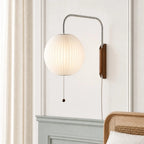 Lampa Ścienna Retro z Abażurem Bąbelkowym i Drewnianą Podstawą