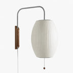 Lampa Ścienna Retro z Abażurem Bąbelkowym i Drewnianą Podstawą