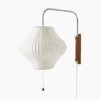 Lampa Ścienna Retro z Abażurem Bąbelkowym i Drewnianą Podstawą