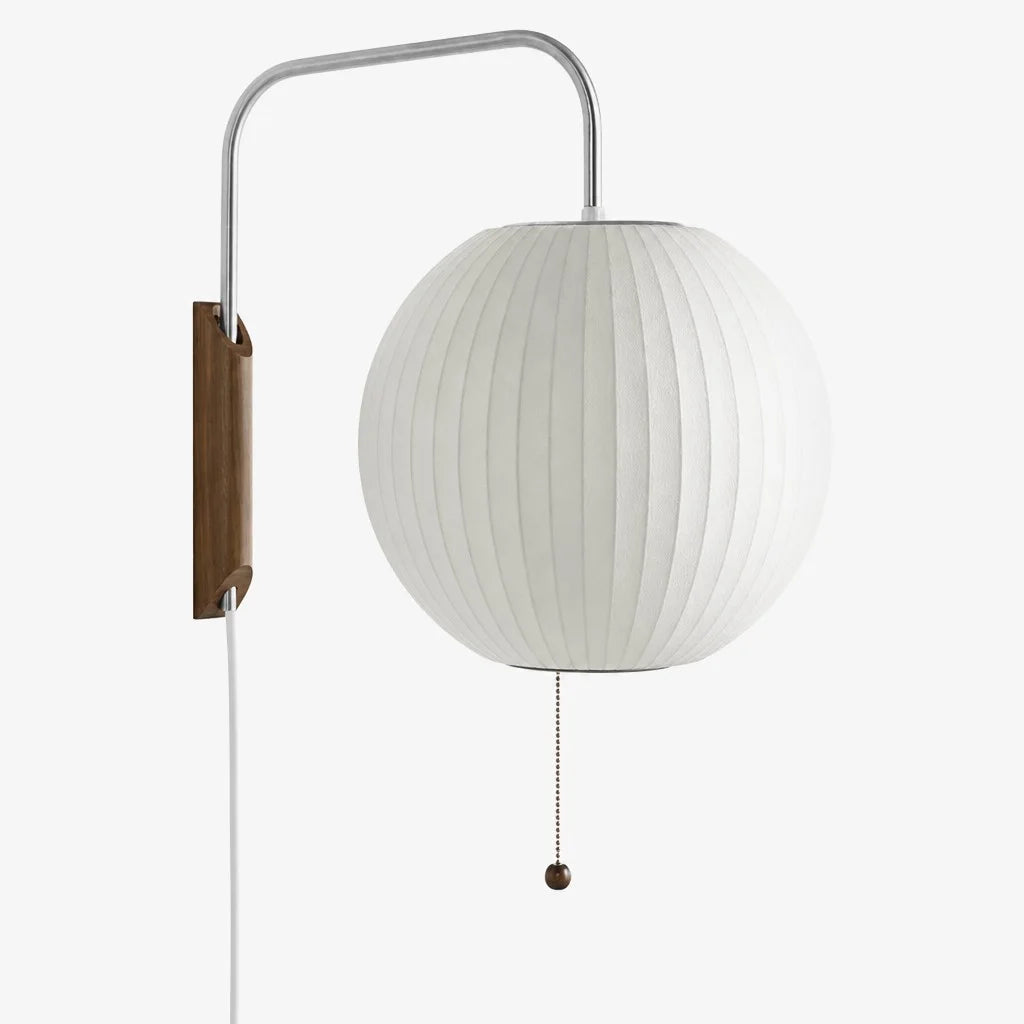 Lampa Ścienna Retro z Abażurem Bąbelkowym i Drewnianą Podstawą