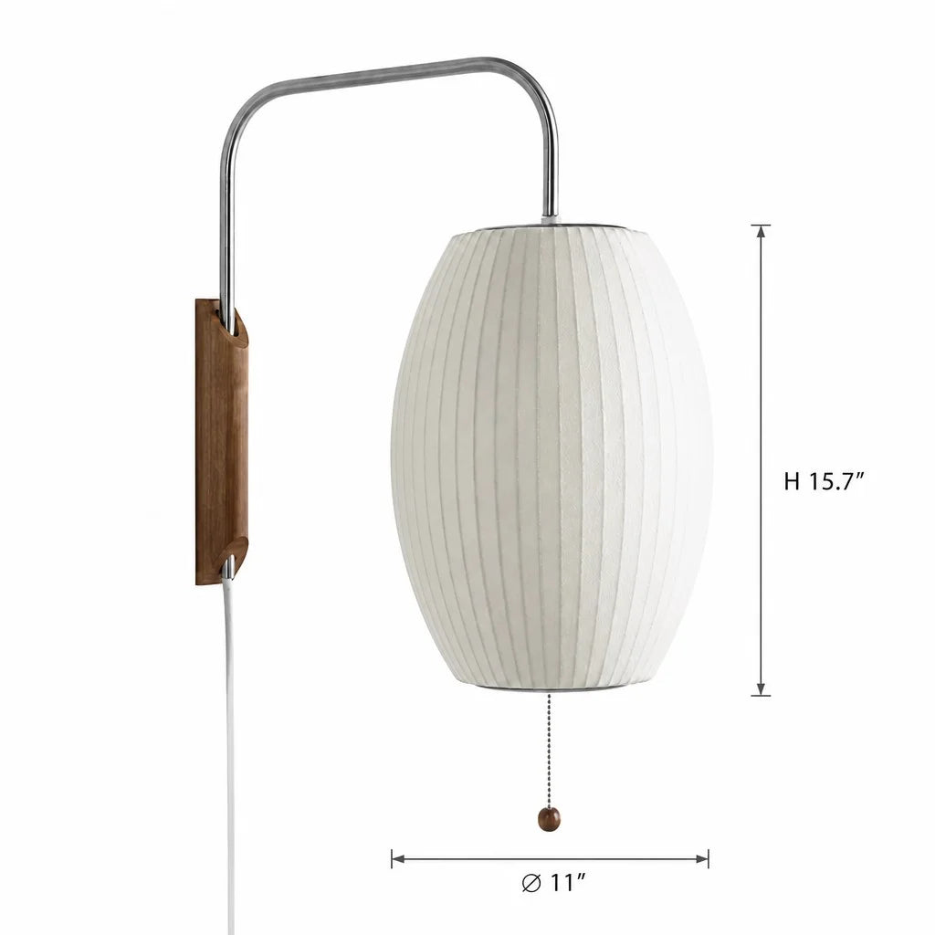 Lampa Ścienna Retro z Abażurem Bąbelkowym i Drewnianą Podstawą