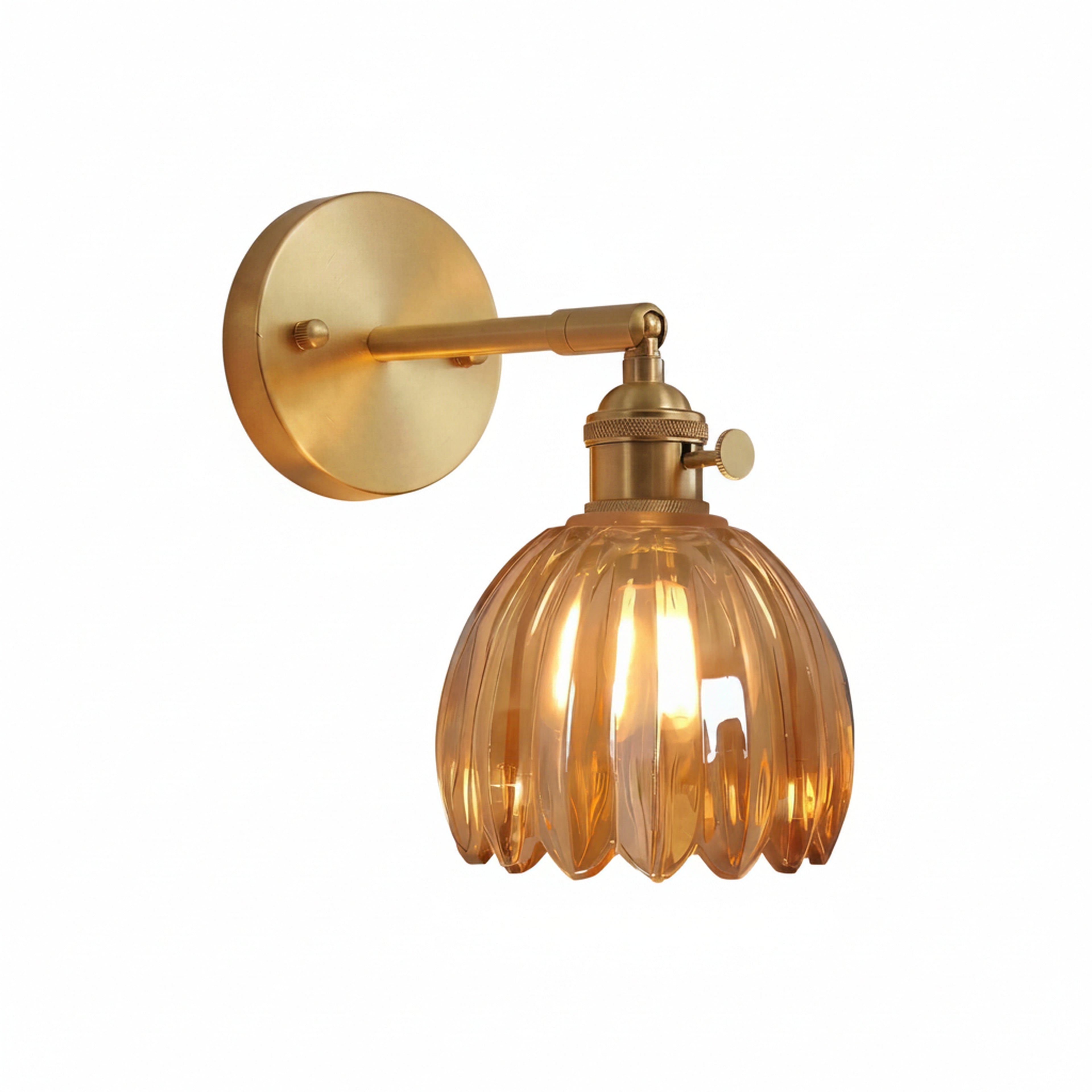 Lampa Ścienna Vintage z Kloszem ze Szkła w Kształcie Kwiatu