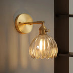 Lampa Ścienna Vintage z Kloszem ze Szkła w Kształcie Kwiatu
